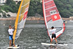 This is a photo of 2 windsurfer in Hong Kong